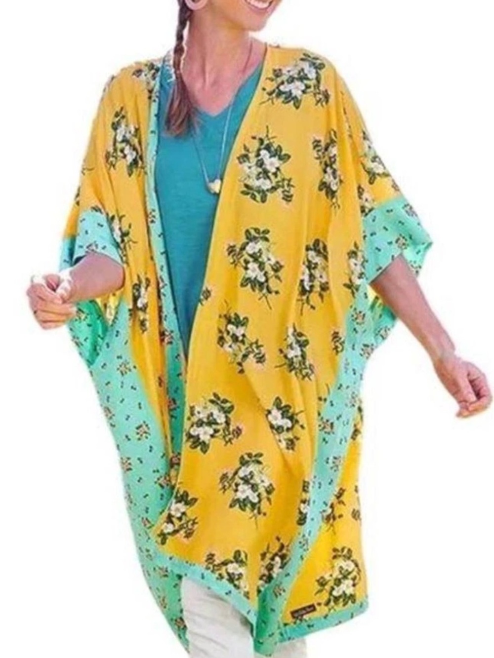 Matilda Jane What A Catch Kimono Women’s Size L Floral Open Front Oversized Boho